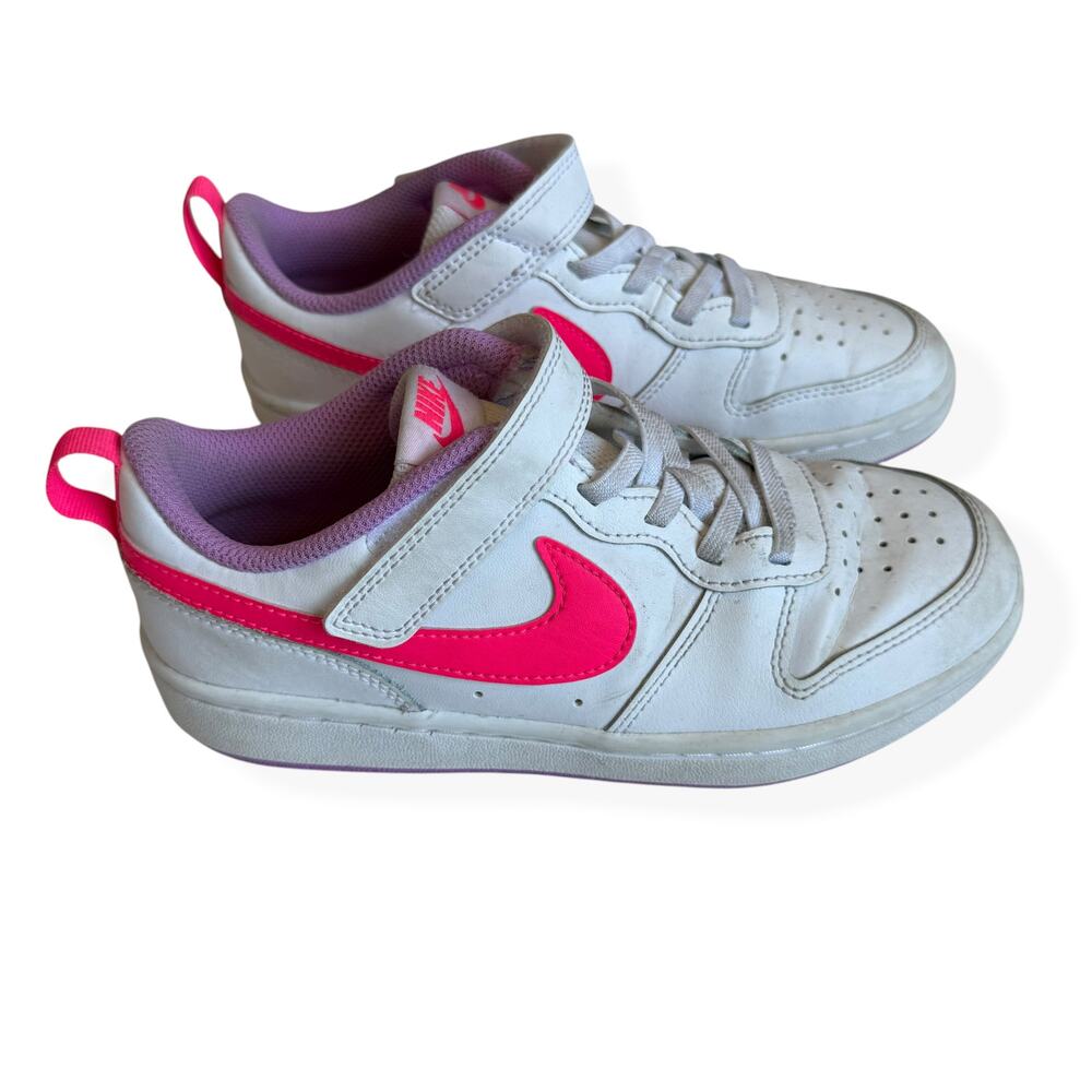 Nike Kids Court Borough Low Girls Youth 2.5Y White Pink Purple Sneakers